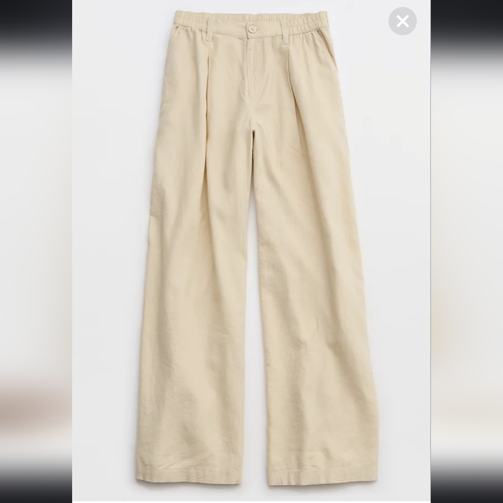 AERIE Linen Blend High Waisted Trouser